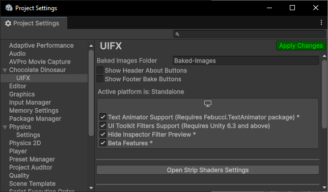 Shader Stripping Screenshot