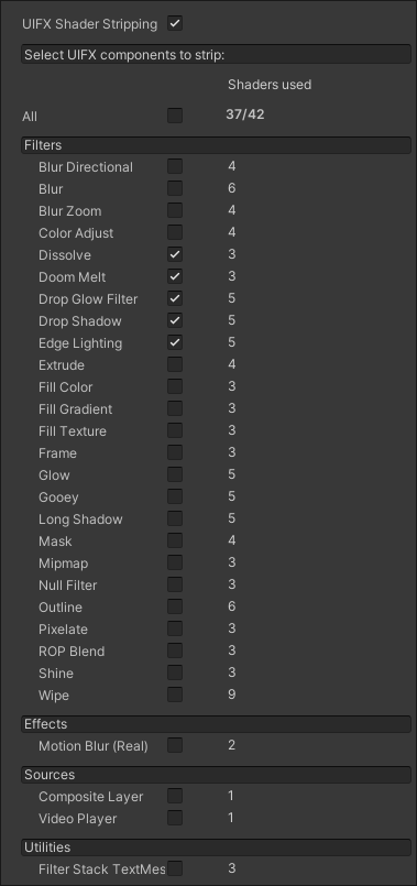 Shader Stripping Screenshot